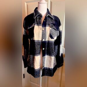 Navy Blue and White Flannel